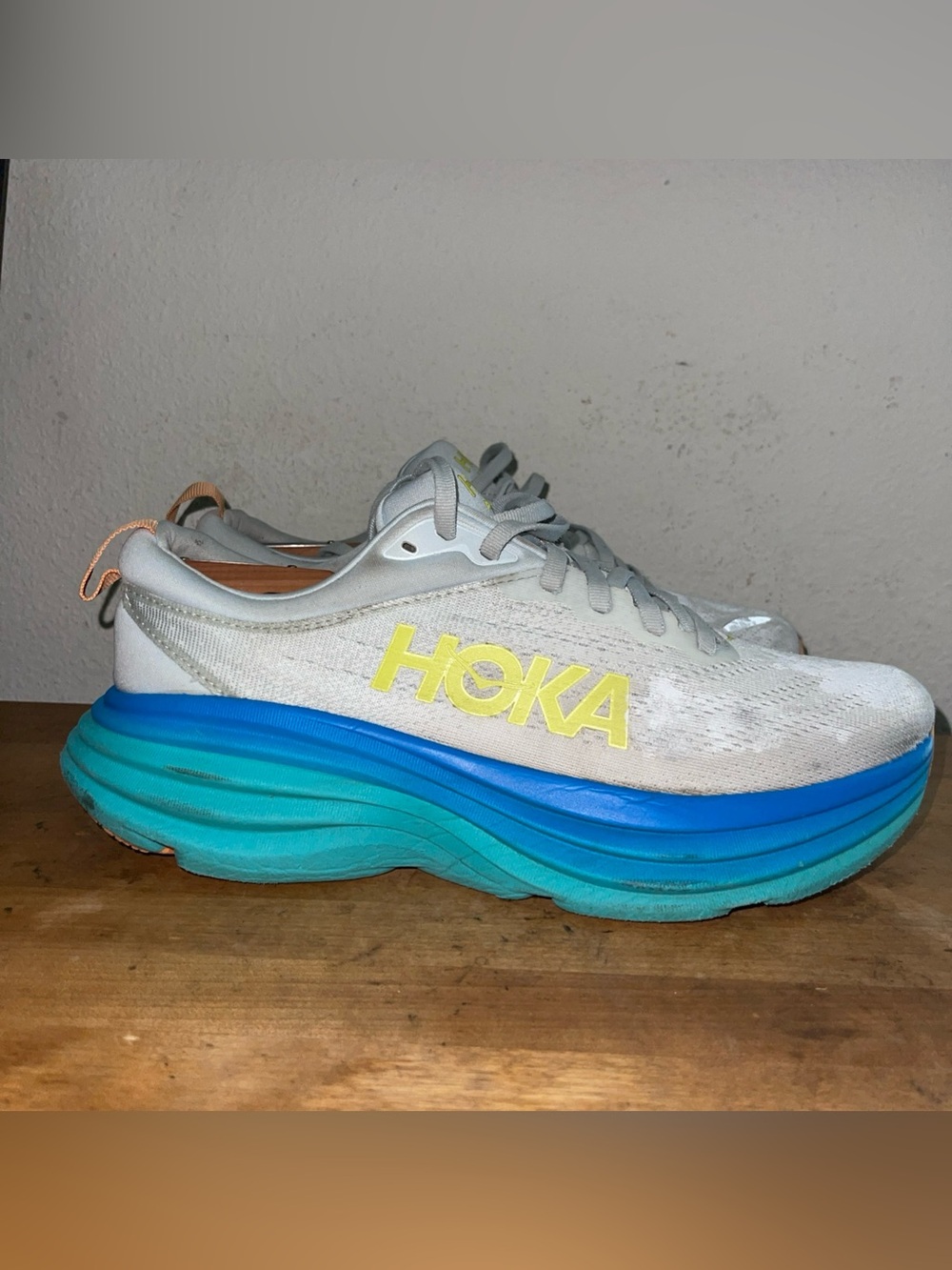 Hoka One One M Bondi 8 1123202 Running Sneakers Men’s Size 8 D Gray Blue
